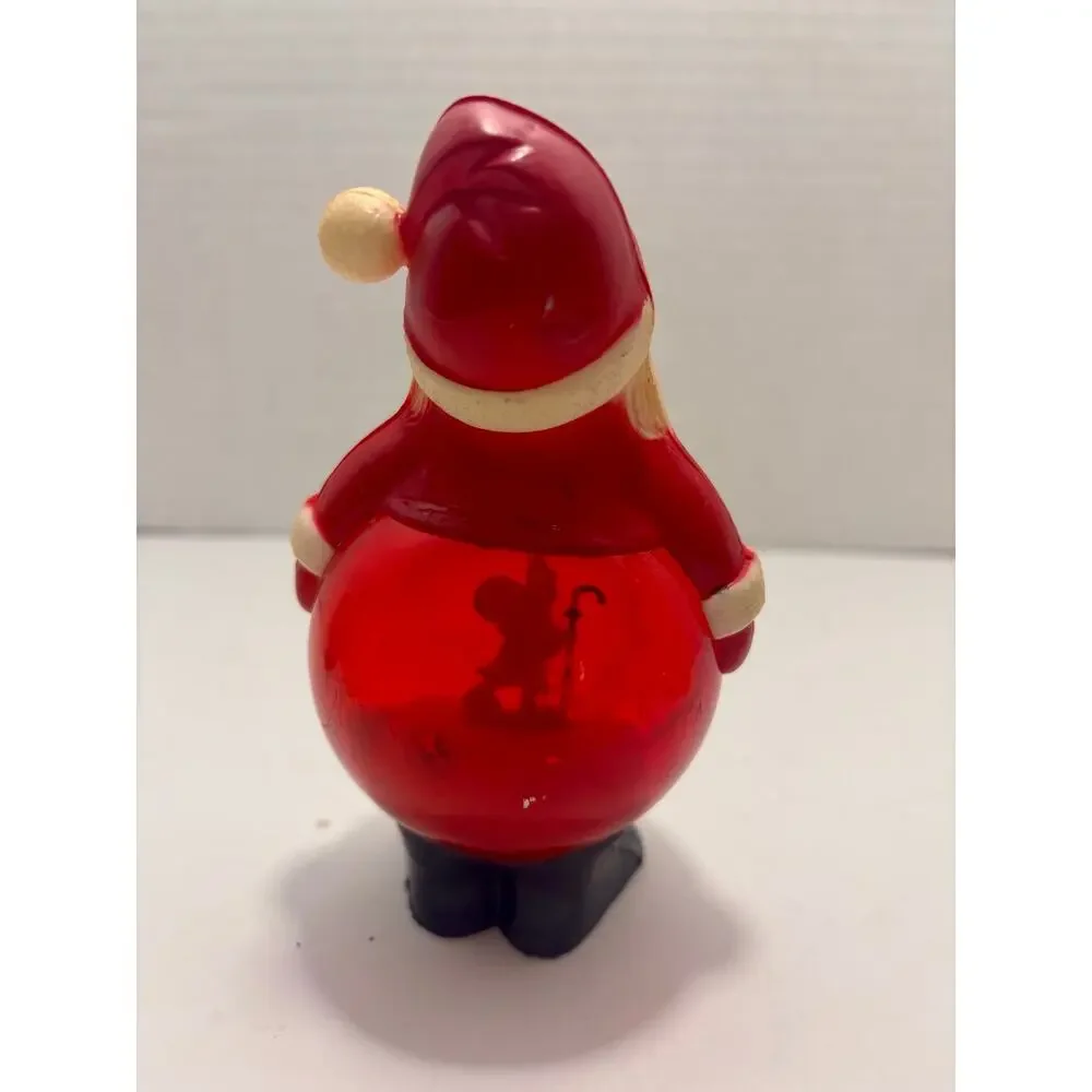 VTG Plastic Santa Snow Globe Belly Figurine 5.5